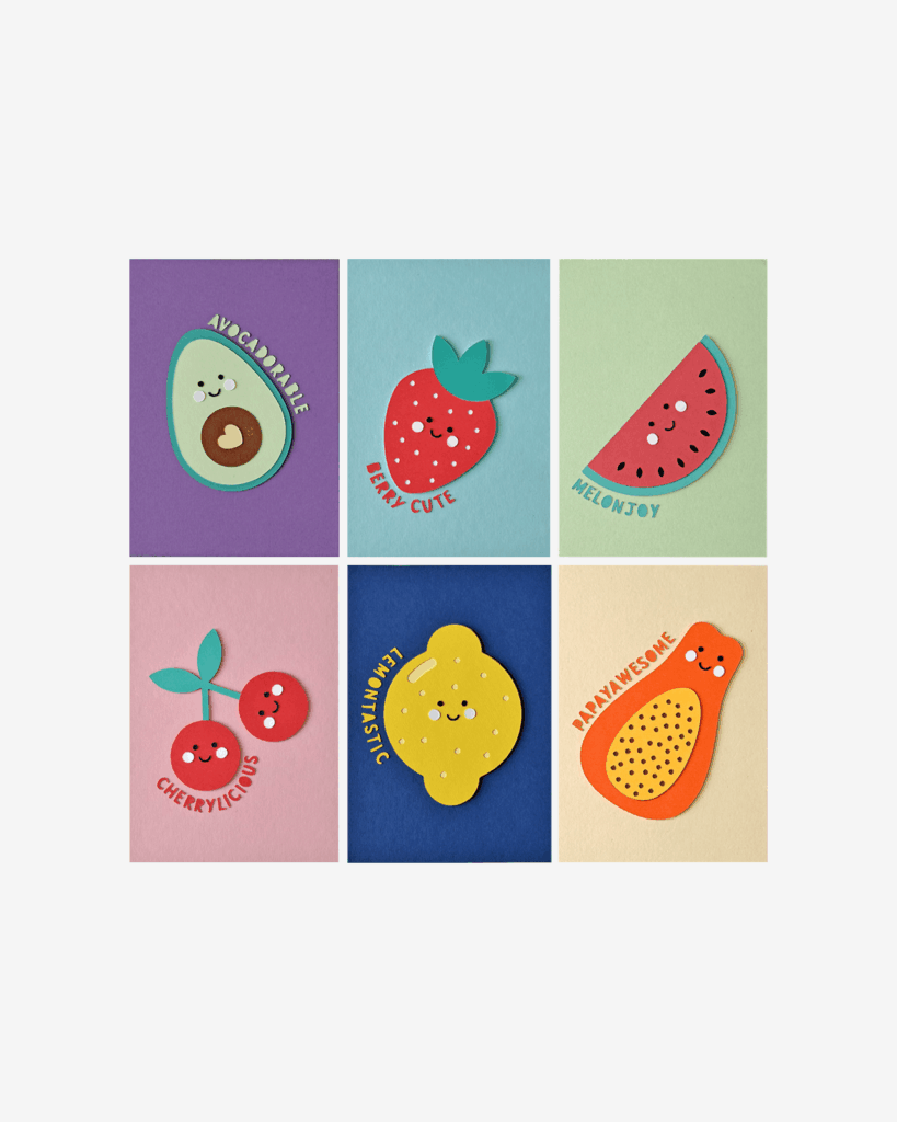 "Happy Fruits" Postcards · Set of 6