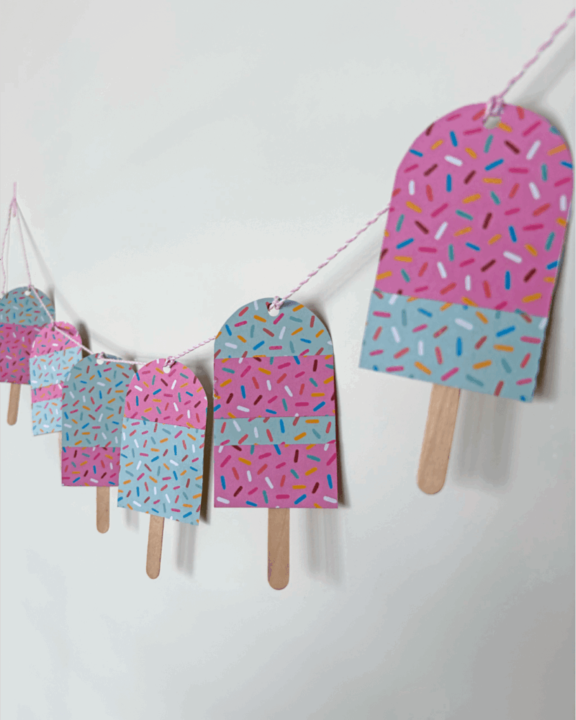 DIY personalised popsicle garland.