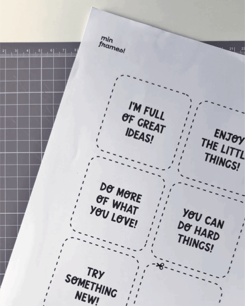 Print the quote page on white paper or a colour you love.